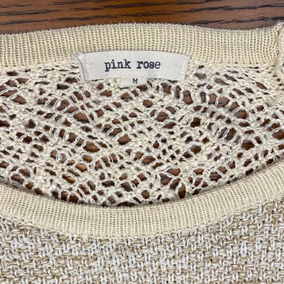 Boho knit night beach bonfire top bathing suit cover up spring summer coastal M - Picture 2 of 12